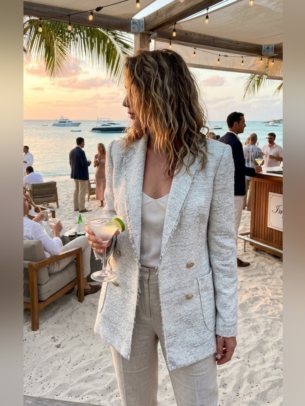 Imperial | Double Breasted Blazer with Frayed Edges